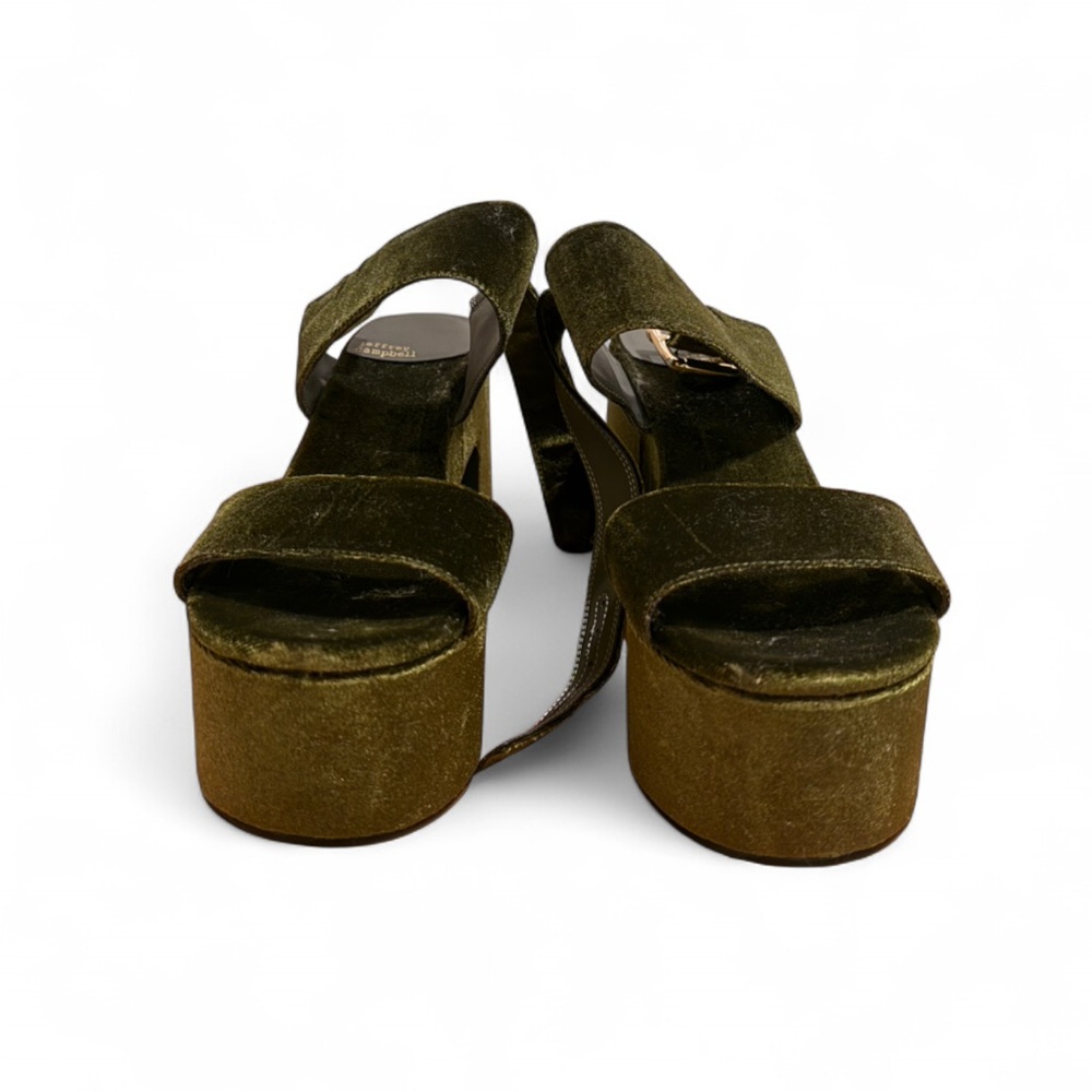 JEFFREY CAMPBELL Moody Platform Sandal in olive velvet - Picture 2 of 8
